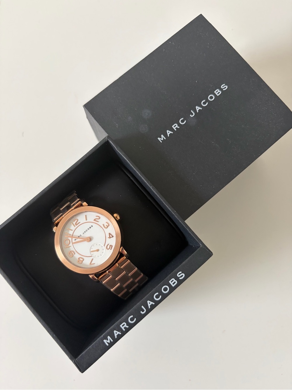 Marc Jacobs Rose Gold Bracelet Watch with White Dial